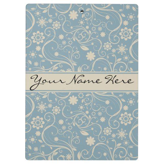 Personalisierte Pastellblau und Taupe Muster Klemmbrett (Rückseite)