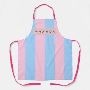 Personalisierte Pastellblaue und Rosa Candy Streif Schürze