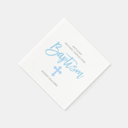 Personalisierte Pastellblauer Weißer Junge Cross B Serviette (Ecke)