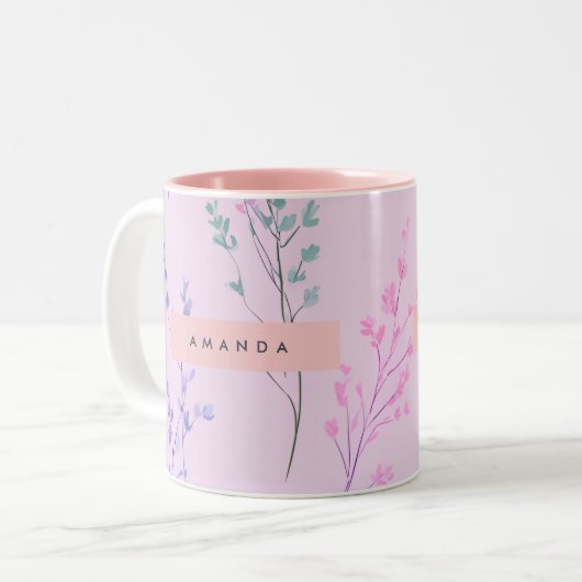 Personalisierte Pastellblüte, elegant Zweifarbige Tasse (Vorderseite Links)