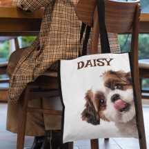 Personalisierte Pastellbraune Hund-Foto-Tasche
