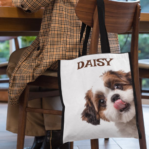 Personalisierte Pastellbraune Hund-Foto-Tasche Tasche
