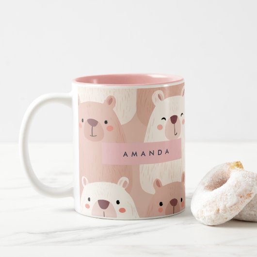Personalisierte Pastelle Adorable Capybara Zweifarbige Tasse (Mit Donut)