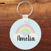 Personalisierte Pastelle Wasserfarbenschleife Schlüsselanhänger (Vorderseite)