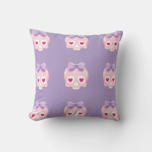 Personalisierte Pastellfarbe Rosa und Lila Schädel Kissen