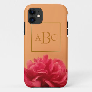 Personalisierte Pastellfarben Orange Hot Pink Flor iPhone 11 Hülle