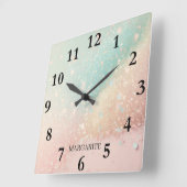 Personalisierte Pastellfarben Quadratische Wanduhr (Winkel)