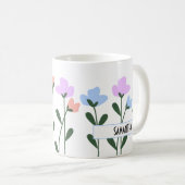 personalisierte pastellfarbene Blume Kaffeetasse (VorderseiteRechts)