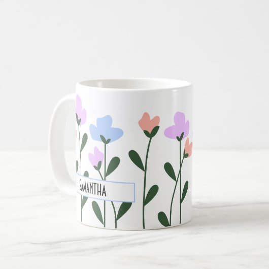 personalisierte pastellfarbene Blume Kaffeetasse (Vorderseite Links)