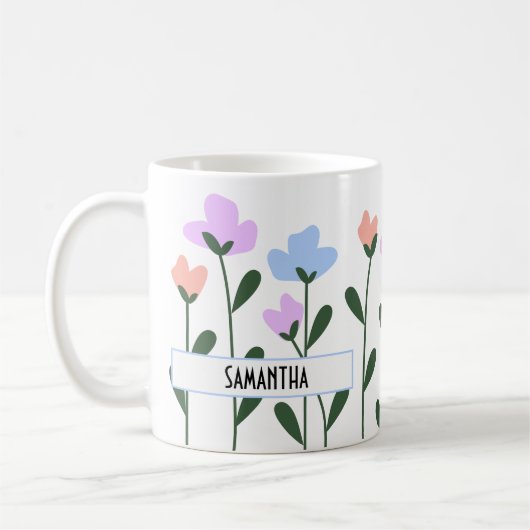 personalisierte pastellfarbene Blume Kaffeetasse (Links)