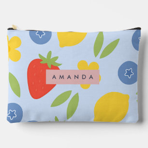 Personalisierte Pastellfrüchte auf Himmelblau Zubehörtasche
