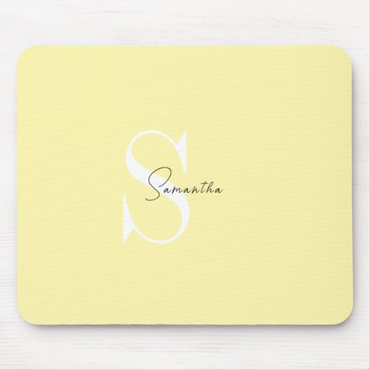 Personalisierte Pastellgelbe Mauspad mit Initialen (Vorne)