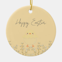 Personalisierte Pastellgelbe Ostern Keramik Ornament