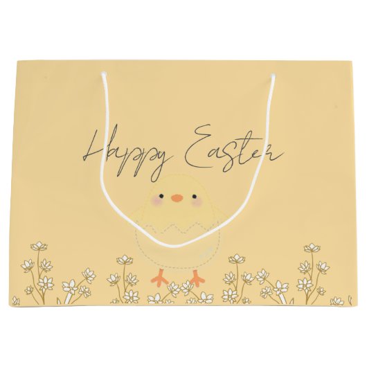 Personalisierte Pastellgelbe Ostertasche Große Geschenktüte (Vorderseite)