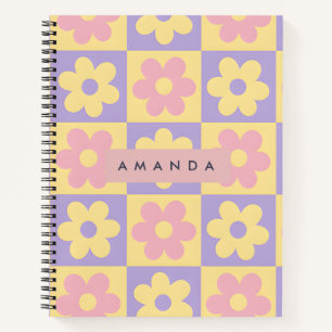 Personalisierte Pastellgelbe und Rosa Blume Notizblock