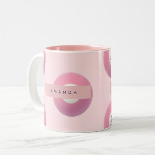 Personalisierte Pastellpink Nummer 5 Billard Ball Zweifarbige Tasse (Vorderseite Links)