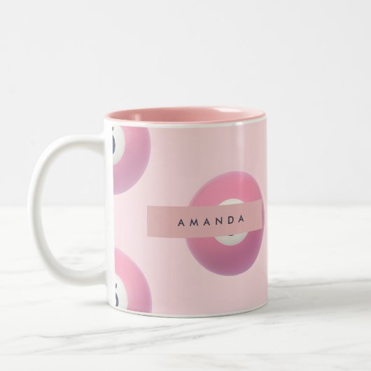 Personalisierte Pastellpink Nummer 5 Billard Ball Zweifarbige Tasse (Links)