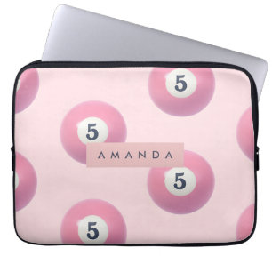 Personalisierte Pastellrosa Billardkugel Nummer 5 Laptopschutzhülle