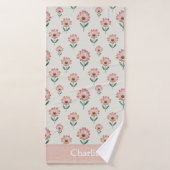 Personalisierte Pastellrosa Blumen Kinder Badehandtuch (Badehandtuch)