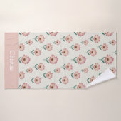 Personalisierte Pastellrosa Blumen Kinder Badehandtuch (Badehandtuch)