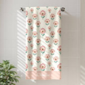 Personalisierte Pastellrosa Blumen Kinder Badehandtuch