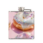Personalisierte Pastellrosa Donut Funken Flachmann (Rückseite)