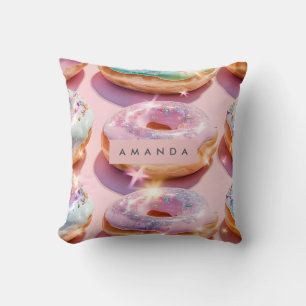 Personalisierte Pastellrosa Donut Funken Kissen