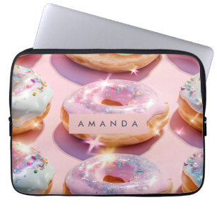 Personalisierte Pastellrosa Donut Funken Laptopschutzhülle
