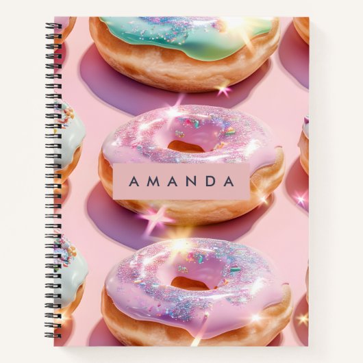 Personalisierte Pastellrosa Donut Funken Notizblock (Vorderseite)