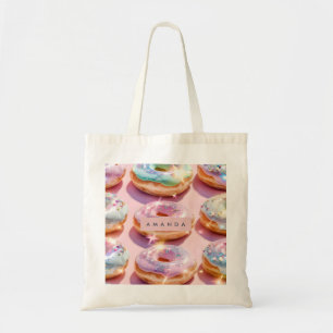 Personalisierte Pastellrosa Donut Funken Tragetasche