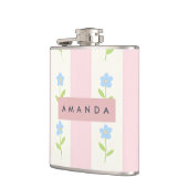 Personalisierte Pastellstreifen mit Blume Flachmann (Links)