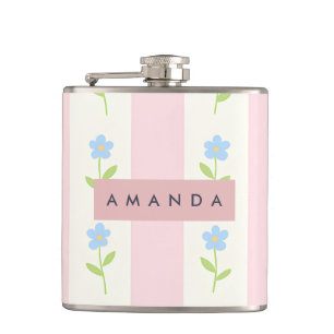 Personalisierte Pastellstreifen mit Blume Flachmann