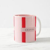 Personalisierte Pastellstreifen mit floralem Akzen Zweifarbige Tasse (VorderseiteRechts)