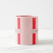 Personalisierte Pastellstreifen mit floralem Akzen Zweifarbige Tasse (Mittel)