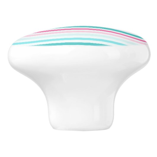 Personalisierte Pastellstreifen-Monogramm Keramikknauf (Seitenansicht)