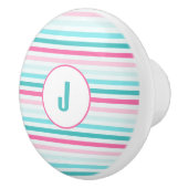 Personalisierte Pastellstreifen-Monogramm Keramikknauf (Rechts)