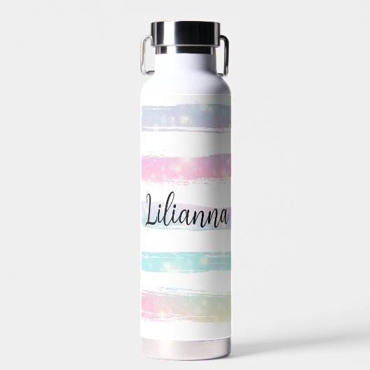 Personalisierte Pastellstreifen Trinkflasche (Vorne)