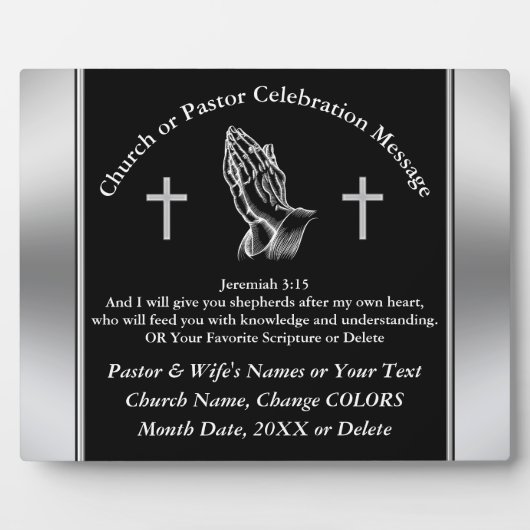 Personalisierte Pastor-Jubiläum-Plaques, Schrift Fotoplatte (Vorderseite)