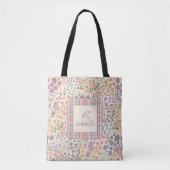 Personalisierte Patchwork-Blumen- und Karo-Tasche Tasche (Vorderseite)