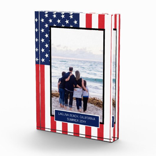 Personalisierte patriotische amerikanische Flagge Fotoblock (Rechts)