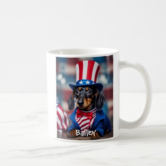 Personalisierte patriotische Dackel Tasse (Rechts)