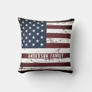 Personalisierte Patriotische Familie Name American Kissen