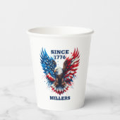 Personalisierte Patriotische Farben Amerika kühne Pappbecher (Rückseite)
