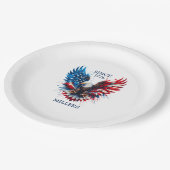 Personalisierte Patriotische Farben Amerika kühne  Pappteller (Schrägansicht)