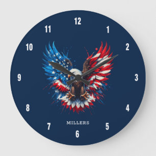 Personalisierte patriotische Farben Amerika Starke Große Wanduhr