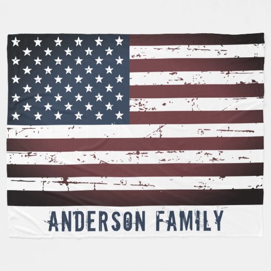 Personalisierte Patriotische Stars Streifen amerik Fleecedecke (Vorderseite (Horizontal))