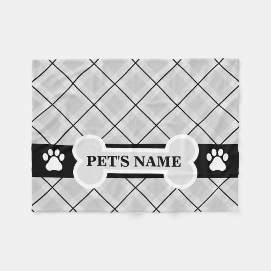 Personalisierte Paw-Druck- und Knochenkleber Fleecedecke (Vorderseite (Horizontal))