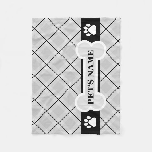 Personalisierte Paw-Druck- und Knochenkleber Fleecedecke (Vorderseite)