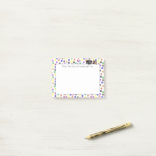 Personalisierte Paw-Drucke mit Hund und Katze 4 x Post-it Klebezettel (Auf Schreibtisch)