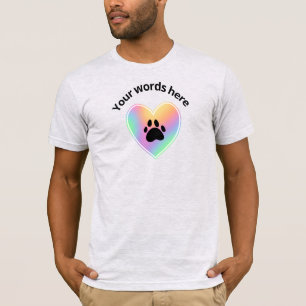 Personalisierte Paw Print in Rainbow Heart T - Shi T-Shirt